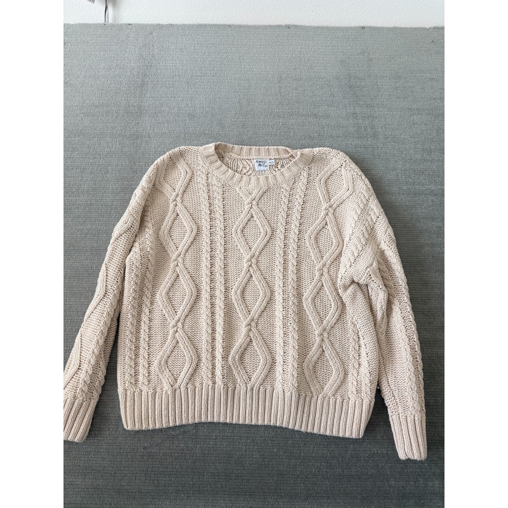 Princess Polly Sweater‎ Women M/L Beige Cable Knit Fisherman Classic Coastal